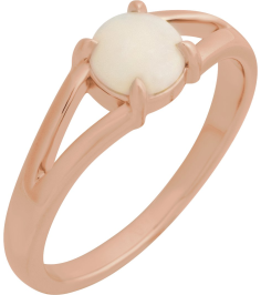 72448 Ring Set 14K Rose Natural White Opal Round 6 Mm Polished Natural White Opal Solitaire Cabochon Ring