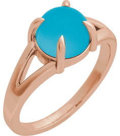 72448 Ring Set 14K Rose Natural Turquoise Round 6 Mm Polished Natural Turquoise Solitaire Cabochon Ring