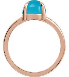 72448 Ring Set 14K Rose Natural Turquoise Round 6 Mm Polished Natural Turquoise Solitaire Cabochon Ring