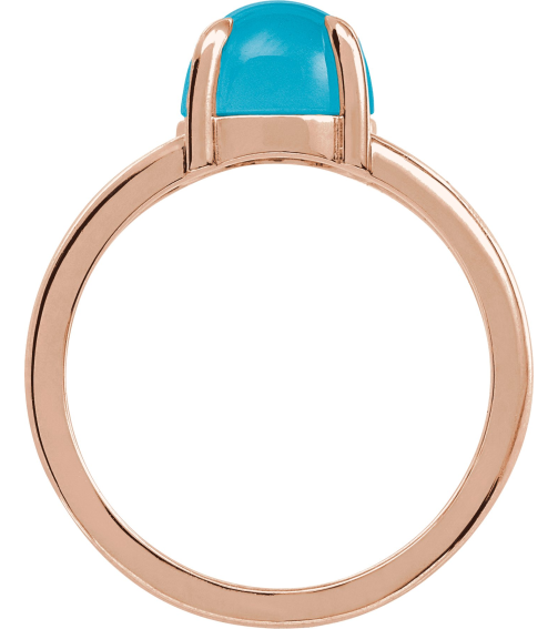 72448 Ring Set 14K Rose Natural Turquoise Round 6 Mm Polished Natural Turquoise Solitaire Cabochon Ring