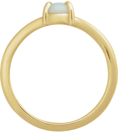 72448 Ring Set 14K Yellow Natural White Opal Oval 7 X 5 Mm Polished Natural White Opal Solitaire Cabochon Ring