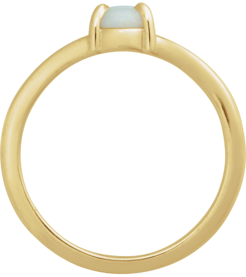 72448 Ring Set 14K Yellow Natural White Opal Oval 7 X 5 Mm Polished Natural White Opal Solitaire Cabochon Ring