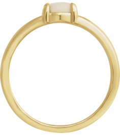 72448 Ring Set 14K Yellow Natural White Opal Round 6 Mm Polished Natural White Opal Solitaire Cabochon Ring