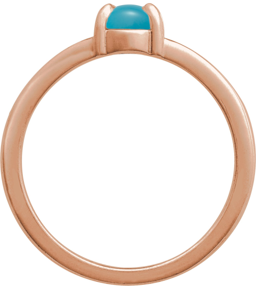 72448 Ring Set 14K Rose Natural Turquoise Oval 7 X 5 Mm Polished Natural Turquoise Solitaire Cabochon Ring