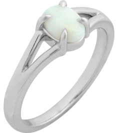 72448 Ring Set Platinum Natural White Opal Oval 7 X 5 Mm Polished Natural White Opal Solitaire Cabochon Ring