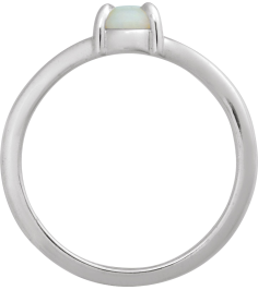 72448 Ring Set Platinum Natural White Opal Oval 7 X 5 Mm Polished Natural White Opal Solitaire Cabochon Ring