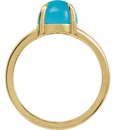 72448 Ring Set 14K Yellow Natural Turquoise Round 6 Mm Polished Natural Turquoise Solitaire Cabochon Ring