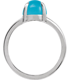 72448 Ring Set Platinum Natural Turquoise Round 6 Mm Polished Natural Turquoise Solitaire Cabochon Ring