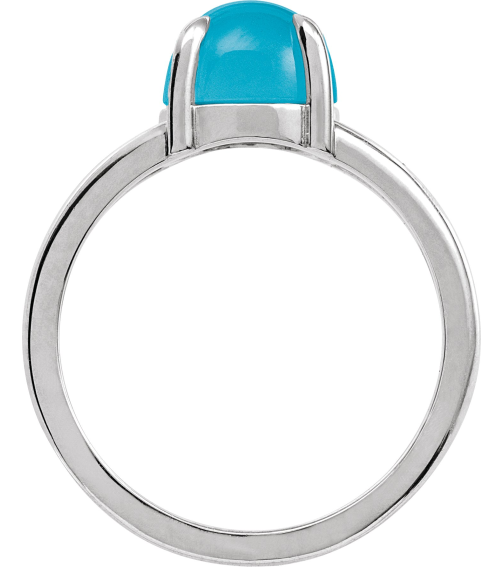 72448 Ring Set Platinum Natural Turquoise Round 6 Mm Polished Natural Turquoise Solitaire Cabochon Ring