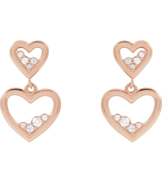 88740 Earring Set Natural Diamond Round 14K Rose Natural Diamond Pair Friction Backs Included Polished 15 Ctw Natural Diamond Heart Dangle Earrings