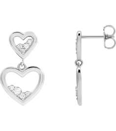 88740 Earring Set Natural Diamond Round Platinum Natural Diamond Pair Friction Backs Included Polished 15 Ctw Natural Diamond Heart Dangle Earrings