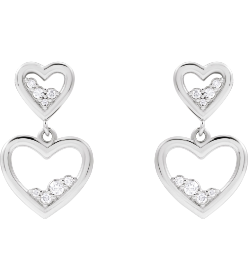 88740 Earring Set Natural Diamond Round Sterling Silver Natural Diamond Pair Friction Backs Included Polished 15 Ctw Natural Diamond Heart Dangle Earrings