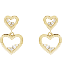 88740 Earring Set Natural Diamond Round 14K Yellow Natural Diamond Pair Friction Backs Included Polished 15 Ctw Natural Diamond Heart Dangle Earrings