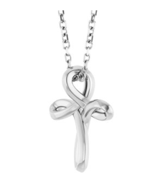 R50066 Necklace Sterling Silver 13.4 X 10.4 Mm 16-18 In Polished Freeform Cross Necklace