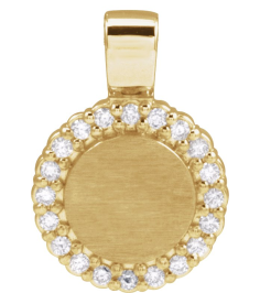 88750 Pendant Set 14K Yellow Round Natural Diamond 1.2Mm 18 Ctw I1, G-H Polished 18 Ctw Natural Diamond Engravable Pendant