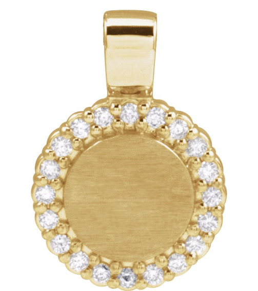 88750 Pendant Set 14K Yellow Round Natural Diamond 1.2Mm 18 Ctw I1, G-H Polished 18 Ctw Natural Diamond Engravable Pendant