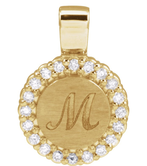 88750 Pendant Set 14K Yellow Round Natural Diamond 1.2Mm 18 Ctw I1, G-H Polished 18 Ctw Natural Diamond Engravable Pendant
