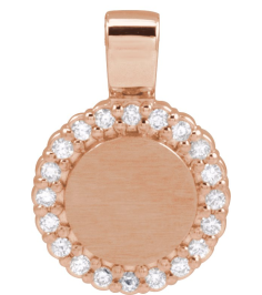88750 Pendant Set 14K Rose Round Natural Diamond 1.2Mm 18 Ctw I1, G-H Polished 18 Ctw Natural Diamond Engravable Pendant