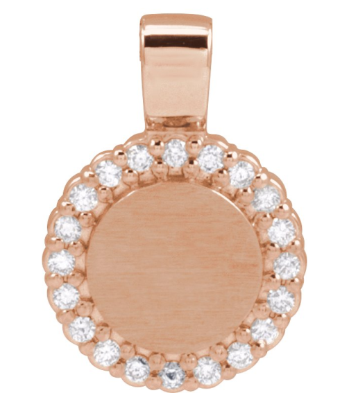 88750 Pendant Set 14K Rose Round Natural Diamond 1.2Mm 18 Ctw I1, G-H Polished 18 Ctw Natural Diamond Engravable Pendant