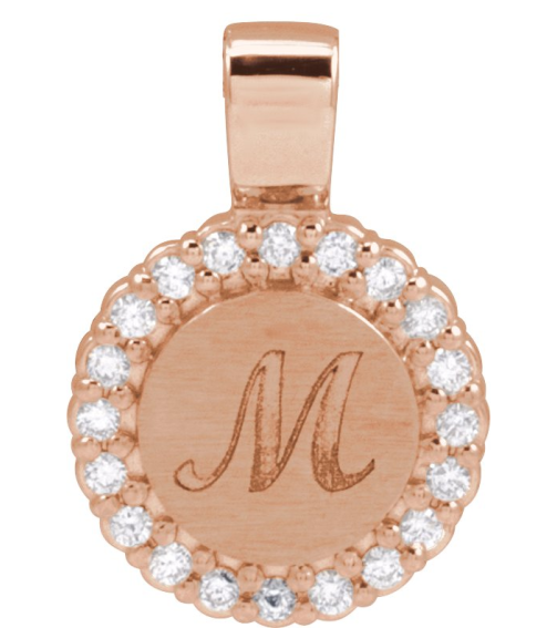 88750 Pendant Set 14K Rose Round Natural Diamond 1.2Mm 18 Ctw I1, G-H Polished 18 Ctw Natural Diamond Engravable Pendant