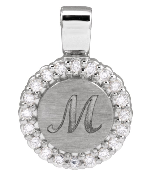 88750 Pendant Set Platinum Round Natural Diamond 1.2Mm 18 Ctw Si2-Si3, G-H Polished 18 Ctw Natural Diamond Engravable Pendant