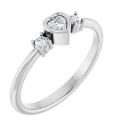 126910 Ring Set Platinum Natural Diamond Heart 3 X 3 Mm Natural Diamond Polished 16 Ctw Natural Diamond Ring
