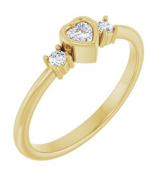 126910 Ring Set 14K Yellow Natural Diamond Heart 3 X 3 Mm Natural Diamond Polished 16 Ctw Natural Diamond Ring