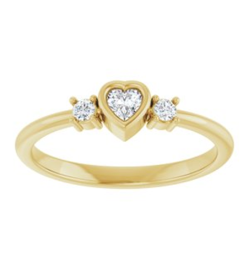 126910 Ring Set 14K Yellow Natural Diamond Heart 3 X 3 Mm Natural Diamond Polished 16 Ctw Natural Diamond Ring