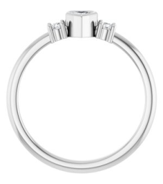 126910 Ring Set Sterling Silver Natural Diamond Heart 3 X 3 Mm Natural Diamond Polished 16 Ctw Natural Diamond Ring