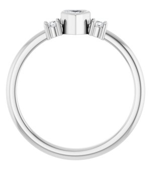 126910 Ring Set Sterling Silver Natural Diamond Heart 3 X 3 Mm Natural Diamond Polished 16 Ctw Natural Diamond Ring