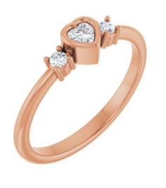 126910 Ring Set 14K Rose Natural Diamond Heart 3 X 3 Mm Natural Diamond Polished 16 Ctw Natural Diamond Ring