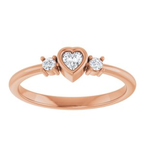 126910 Ring Set 14K Rose Natural Diamond Heart 3 X 3 Mm Natural Diamond Polished 16 Ctw Natural Diamond Ring