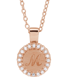 88750 Necklace Set 14K Rose Round Natural Diamond 1.2Mm 18 Ctw I1, G-H 16-18 In Polished 18 Ctw Natural Diamond Engravable Necklace