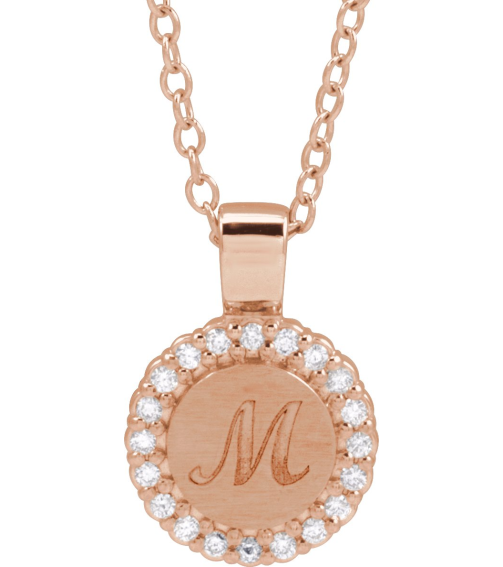 88750 Necklace Set 14K Rose Round Natural Diamond 1.2Mm 18 Ctw I1, G-H 16-18 In Polished 18 Ctw Natural Diamond Engravable Necklace