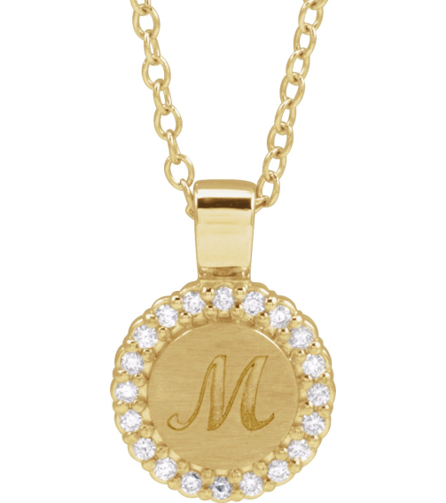 88750 Necklace Set 14K Yellow Round Natural Diamond 1.2Mm 18 Ctw I1, G-H 16-18 In Polished 18 Ctw Natural Diamond Engravable Necklace