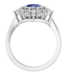 72453 Ring Set Sterling Silver Natural Tanzanite Oval 7 X 5 Mm Lab-Grown Diamond Polished Natural Tanzanite And 38 Ctw Lab-Grown Diamond Halo-Style Ring