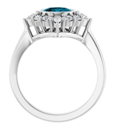 72453 Ring Set Sterling Silver Natural London Blue Topaz Oval 7 X 5 Mm Lab-Grown Diamond Polished Natural London Blue Topaz And 38 Ctw Lab-Grown Diamond Halo-Style Ring