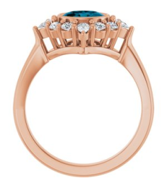 72453 Ring Set 14K Rose Natural London Blue Topaz Oval 7 X 5 Mm Lab-Grown Diamond Polished Natural London Blue Topaz And 38 Ctw Lab-Grown Diamond Halo-Style Ring