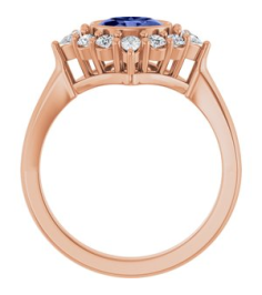 72453 Ring Set 14K Rose Natural Tanzanite Oval 7 X 5 Mm Lab-Grown Diamond Polished Natural Tanzanite And 38 Ctw Lab-Grown Diamond Halo-Style Ring
