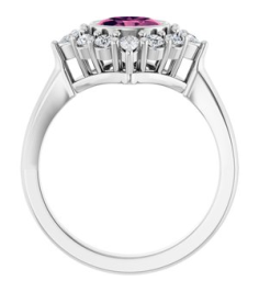 72453 Ring Set Platinum Natural Pink Tourmaline Oval 7 X 5 Mm Lab-Grown Diamond Polished Natural Pink Tourmaline And 38 Ctw Lab-Grown Diamond Halo-Style Ring
