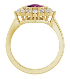 72453 Ring Set 14K Yellow Natural Pink Tourmaline Oval 7 X 5 Mm Lab-Grown Diamond Polished Natural Pink Tourmaline And 38 Ctw Lab-Grown Diamond Halo-Style Ring