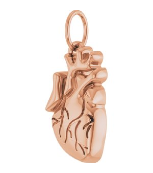 88771 Pendant 14K Rose 15.7 X 6.9 Mm Polished Anatomical Heart Pendant