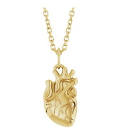 88771 Necklace 14K Yellow 15.7 X 6.9 Mm 16-18 In Polished Anatomical Heart Necklace