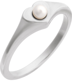 6714 Ring Set Platinum Cultured Akoya Pearl Pearl 3 Mm Polished Cultured Pearl Heart Ring