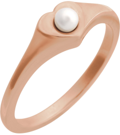 6714 Ring Set 14K Rose Cultured Akoya Pearl Pearl 3 Mm Polished Cultured Pearl Heart Ring