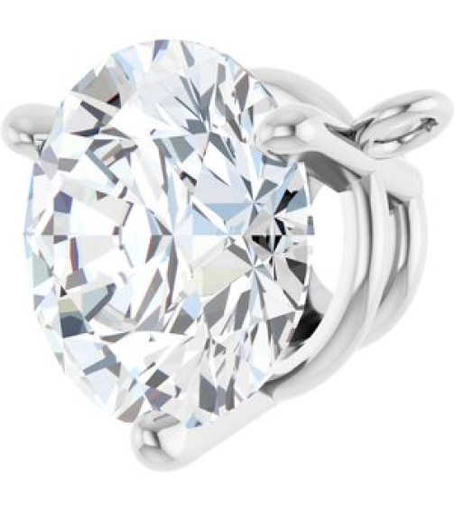 88519 Necklace Center Set 14K White Round Lab-Grown Moissanite 7 Mm Polished Lab-Grown Moissanite 3-Prong Necklace Center