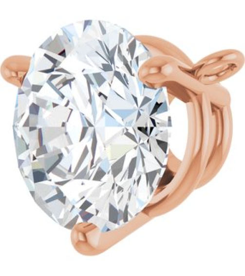 88519 Necklace Center Set 14K Rose Round Lab-Grown Moissanite 7.5 Mm Polished Lab-Grown Moissanite 3-Prong Necklace Center