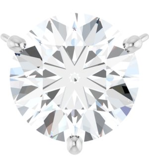 88519 Necklace Center Set 14K White Round Lab-Grown Moissanite 9 Mm Polished Lab-Grown Moissanite 3-Prong Necklace Center