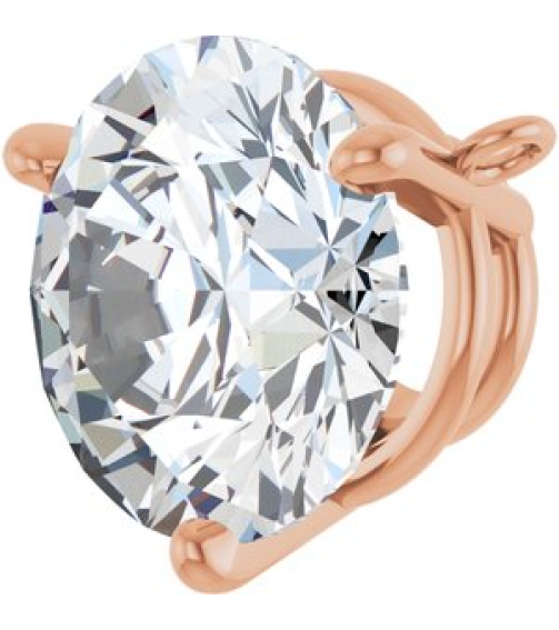 88519 Necklace Center Set 14K Rose Round Lab-Grown Moissanite 9 Mm Polished Lab-Grown Moissanite 3-Prong Necklace Center