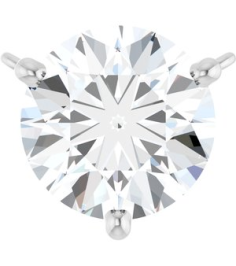 88519 Necklace Center Set 14K White Round Lab-Grown Moissanite 7.5 Mm Polished Lab-Grown Moissanite 3-Prong Necklace Center
